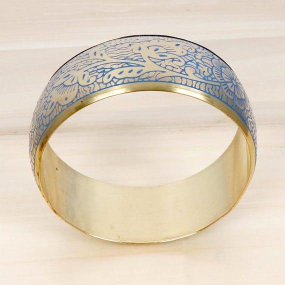 Large solid brass bracelet / bangle designed with… - image 4
