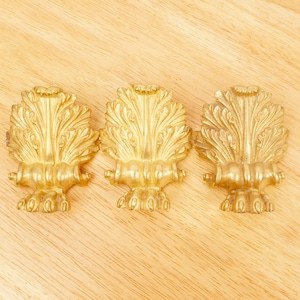 3 brass table legs || Floral design || Vintage solid brass || Set of three