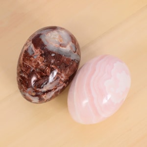 2 marble onyx eggs || Vintage marble onyx  || Brown / beige / pink / white || Set of two