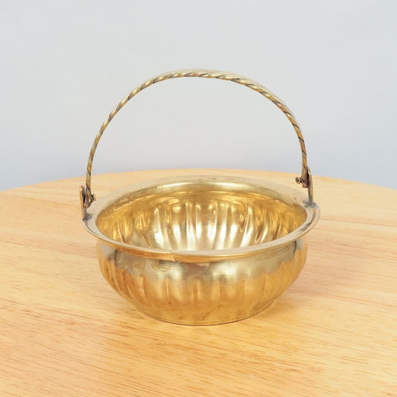 Basket / Bowl With Handle / Sugar Bowl / Small Bucket With Handle Vintage  Solid Brass 