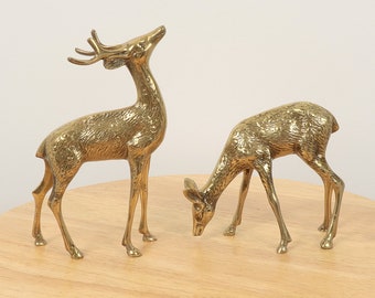 Deer & Doe Couple Statue / Figurine / Sculpture || Cute Lovely couple || Vintage Solid Brass figurines