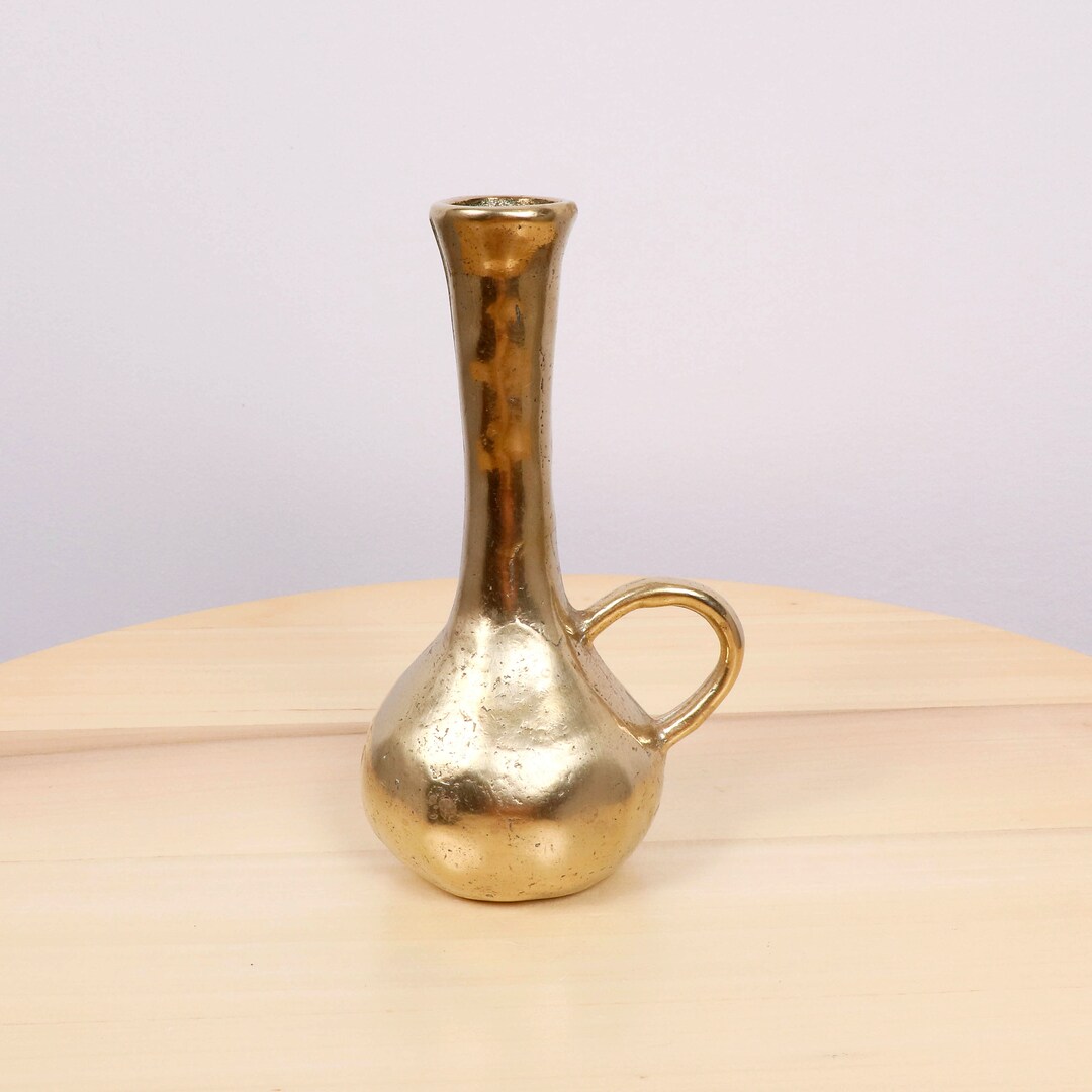 Vintage Solid Brass Vase to Be Used With Flowers Can Use as Candle