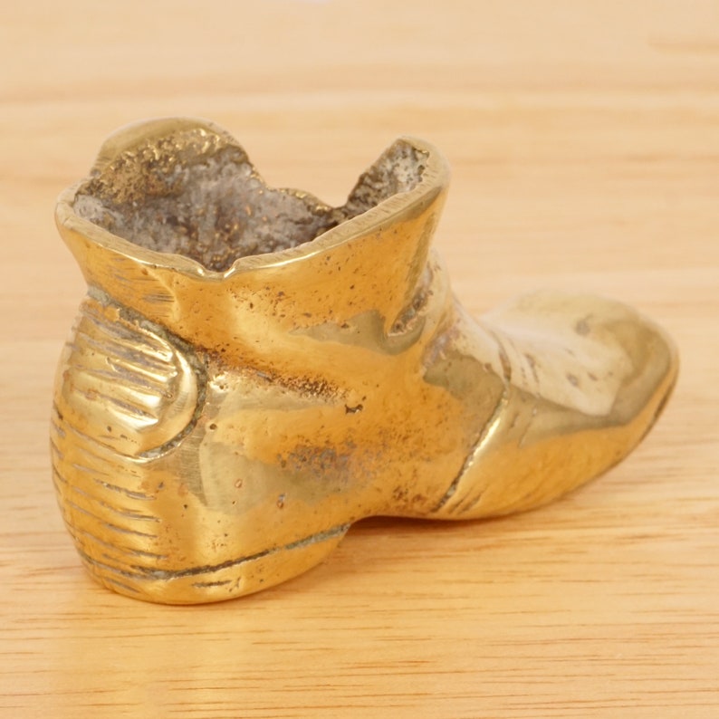 Lucky Shoe Boot Ashtray Vintage Solid Brass Etsy