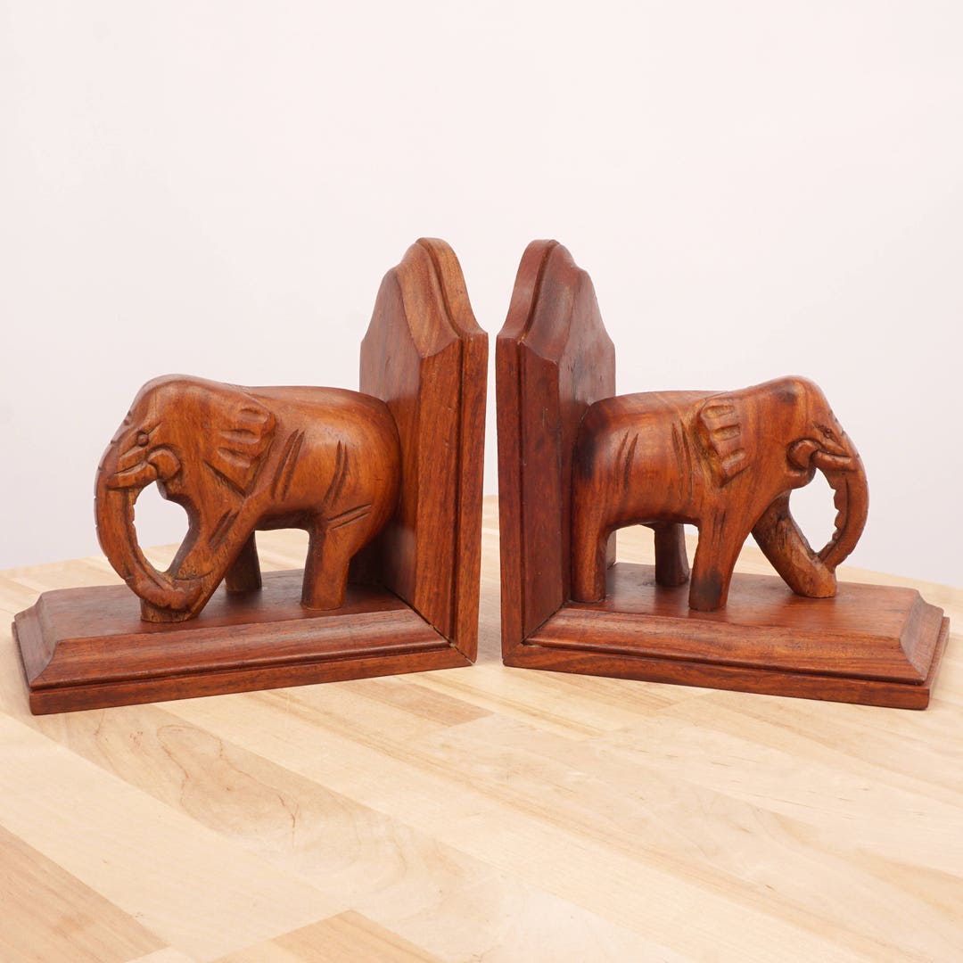 Paire de serre-livres Elephants en travertin Fratelli Mannelli by