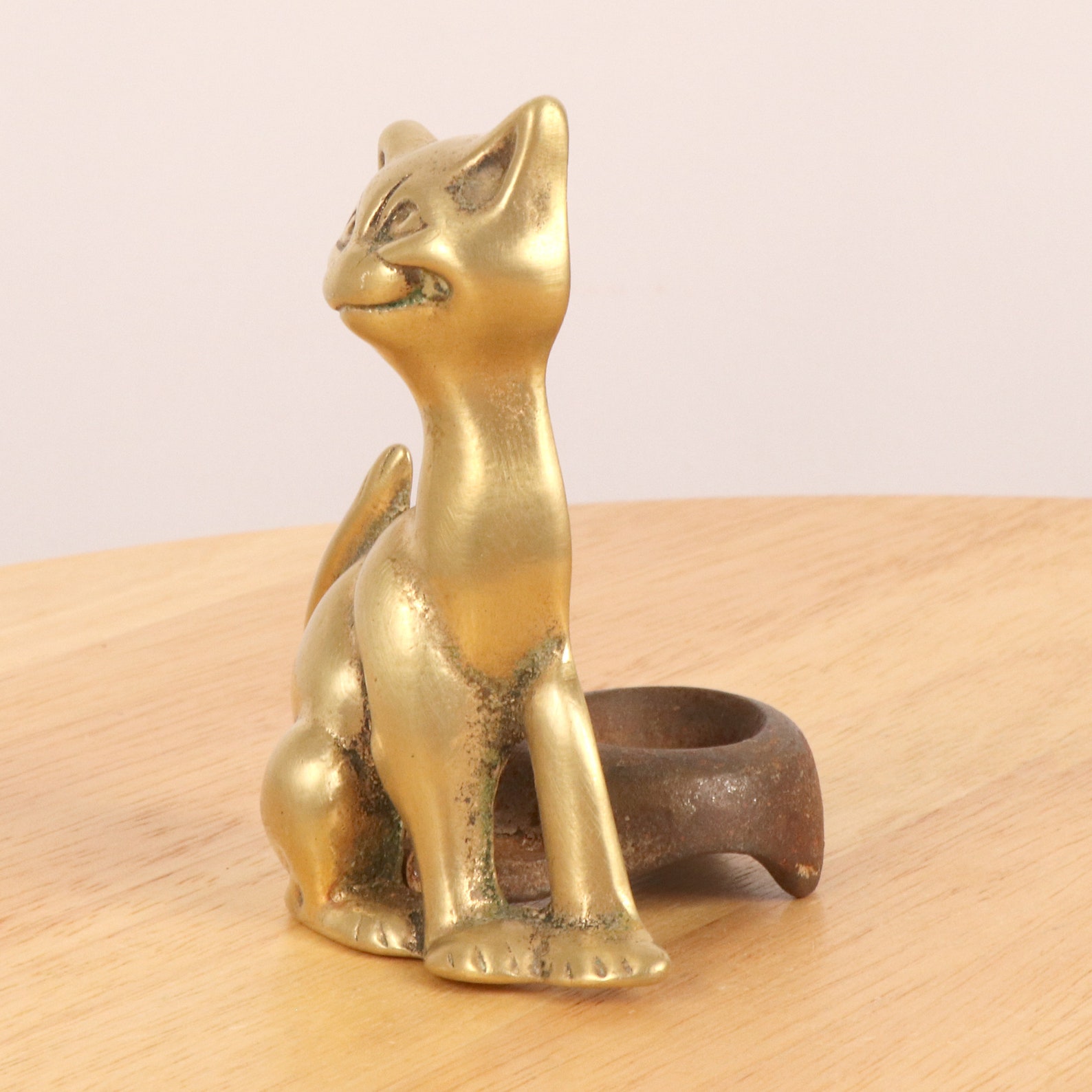 Gato sonriente // candelabro / portavelas / mini cenicero / Etsy España