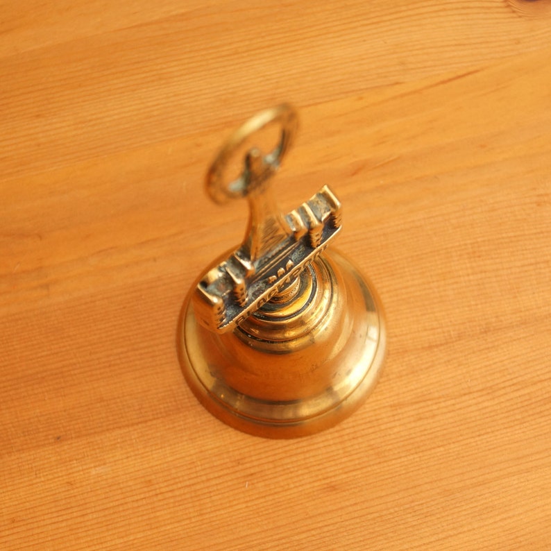 Vintage brass desk bell with decorative rod / handle Etsy