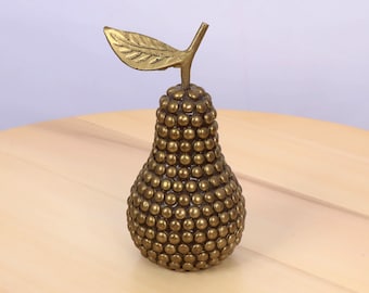 Pear figurine / Vintage brass || The item looks like it is made of many small brass balls