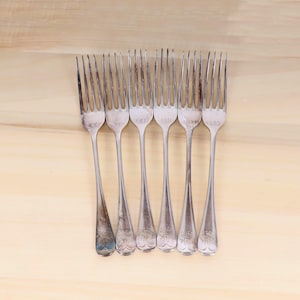 Vintage Fork Set | Silver-Plated Flatware | 6-Piece Set | Classic Design || Monograms AS