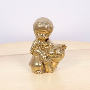 Girl on a pig figurine / statuette / sculpture / decor || Vintage solid brass || The girl riding pig design