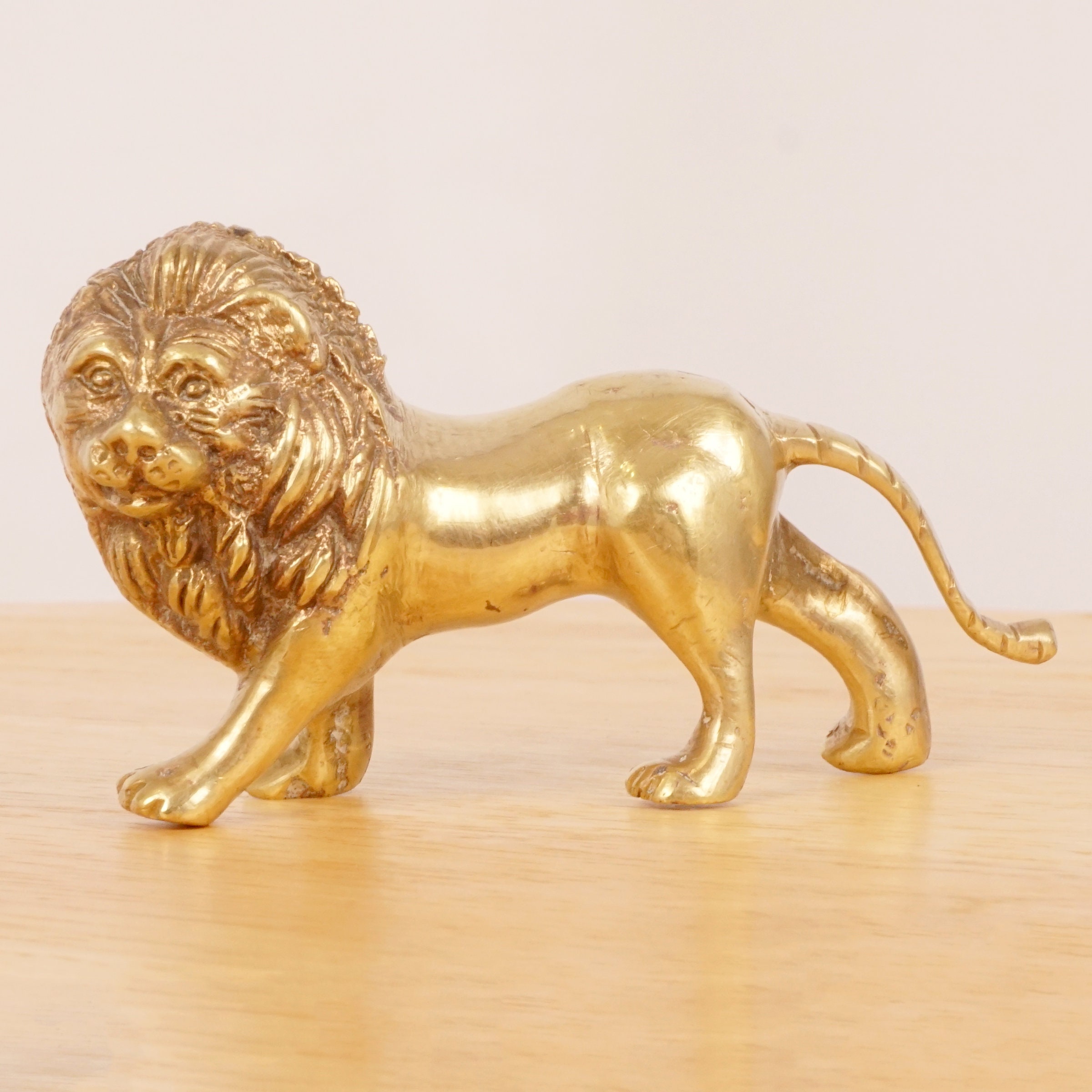 Lion small Sculpture / Statue / figurine Vintage Solid Etsy