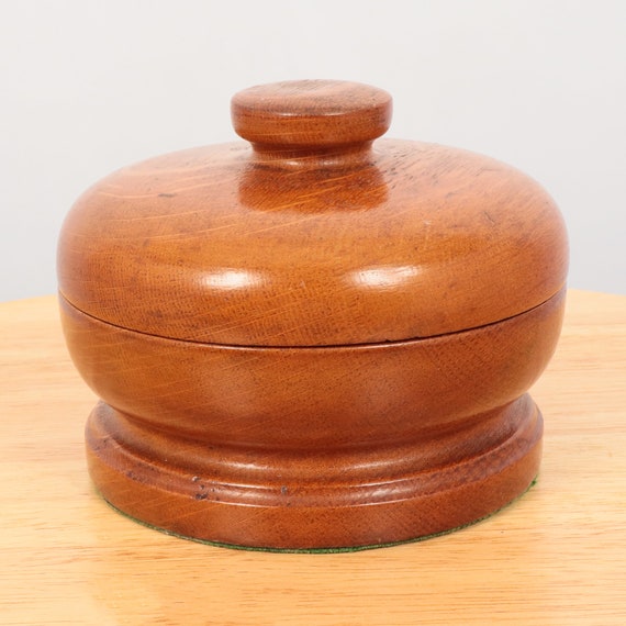 Wooden round shape box with lid / tinket  || Gree… - image 5