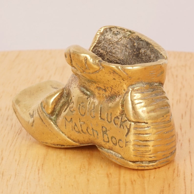 Lucky Shoe Boot Ashtray Vintage Solid Brass Etsy