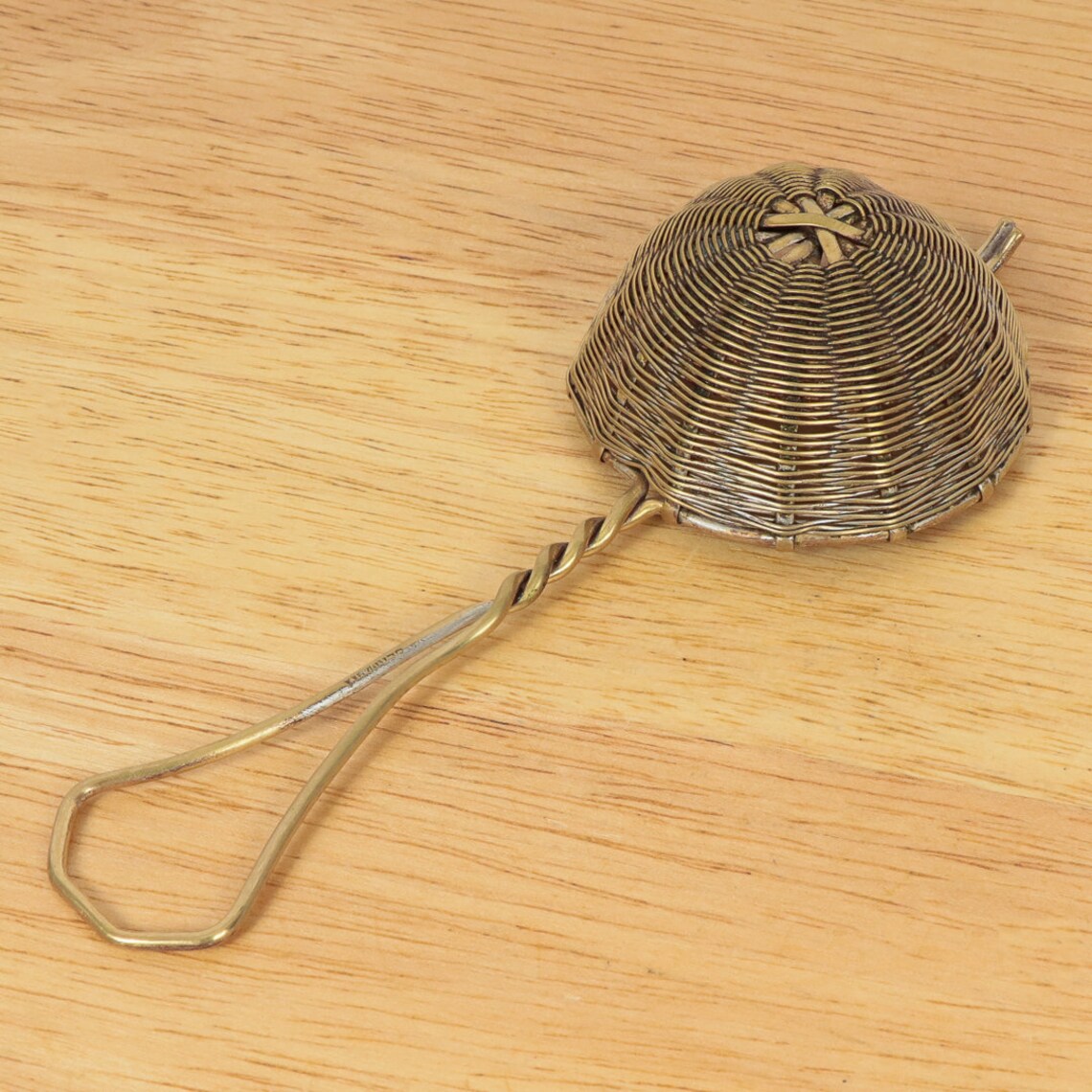 Hand woven wire Tea Strainer Vintage Brass Foreign Etsy