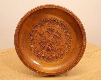 Vintage Holzteller/Schale/Tablett/Schale/Wandbehang|| Blumenmuster