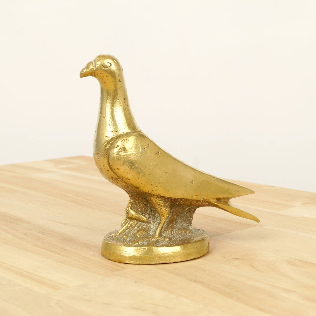 銅 真鍮製 鳥の彫刻 鳥 / 鳩の彫刻 / 彫像 || ヴィンテージの真鍮彫刻 - Etsy 日本
