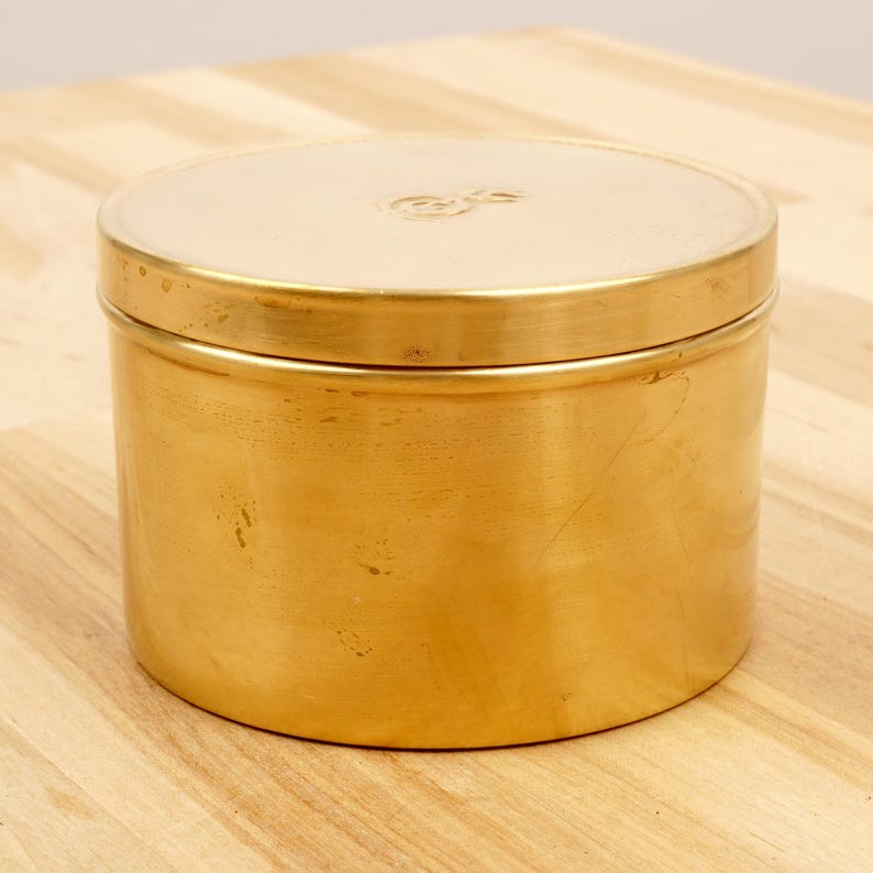 Cylinder Box with lid Vintage solid brass Abstract Etsy