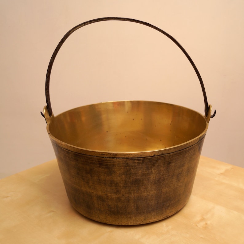 Antique Brass Very Heavy and Large Bucket With Iron Handle Etsy UK