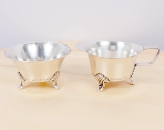 Versilbertes Vintage Zuckerdose und Milchkännchen Set von PRIMANS, Schweden - Elegantes, skandinavisches Design
