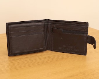 Black real leather wallet by Roberto || Vintage soft leather