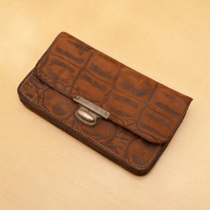 Cartera de cuero real // estuche marrón oscuro vintage // Tamaño pequeño // múltiples secciones