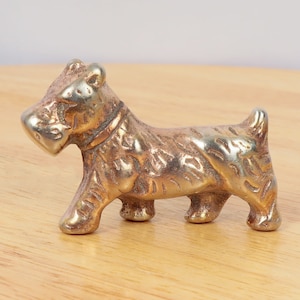 Dog Sculpture - Scottish terrier || Vintage Solid brass with a copper shade || Miniature Statuette