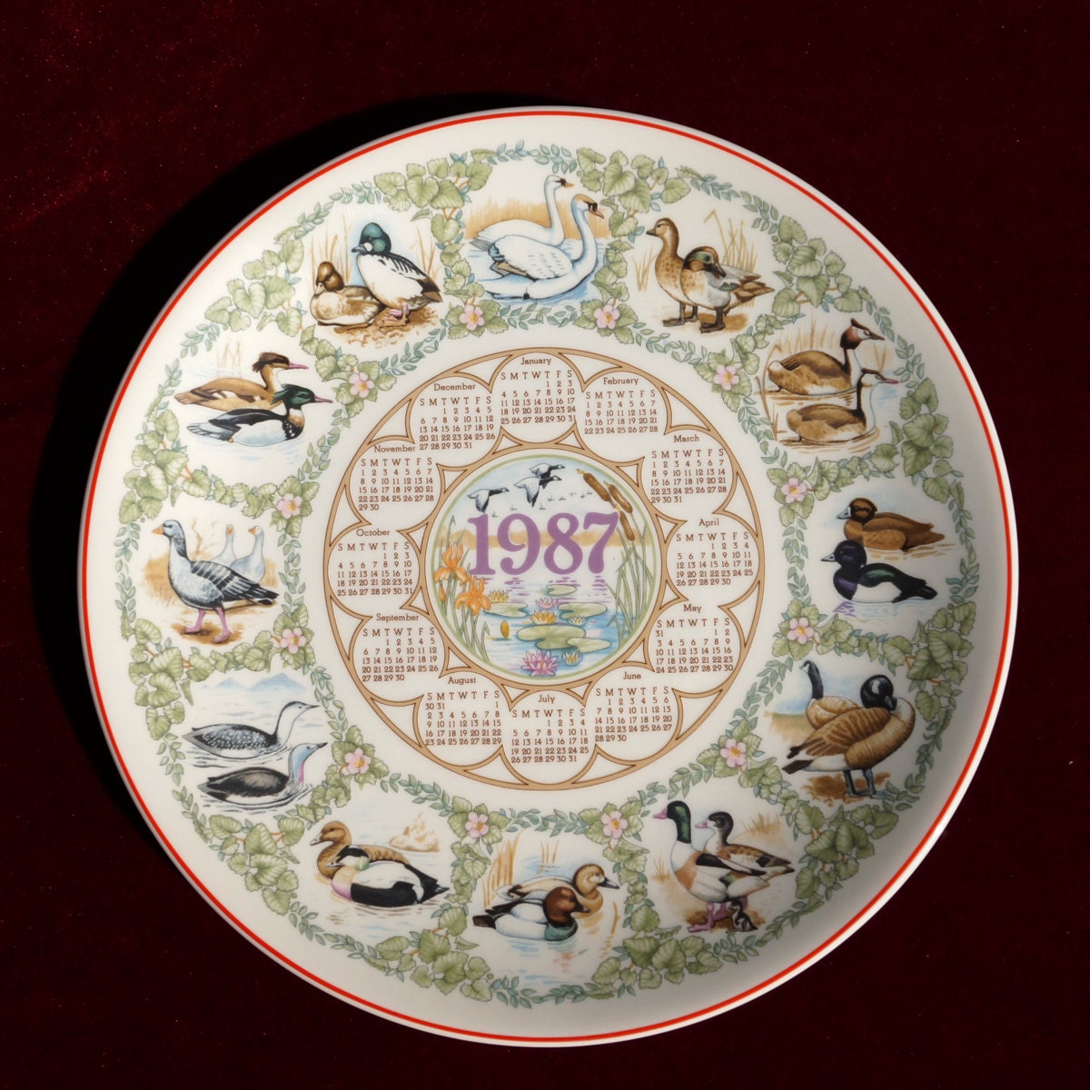 1987 Calendar Porcelain Decorative Plate - Etsy