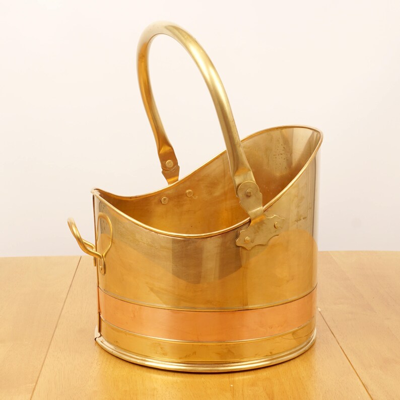Coal Scuttle Bucket Vintage Solid Brass and Copper Fire Etsy UK