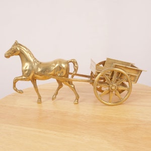 Horse Pulling a Carriage || Sculpture / figurine / statue || Vintage Solid Brass || Quite heavy