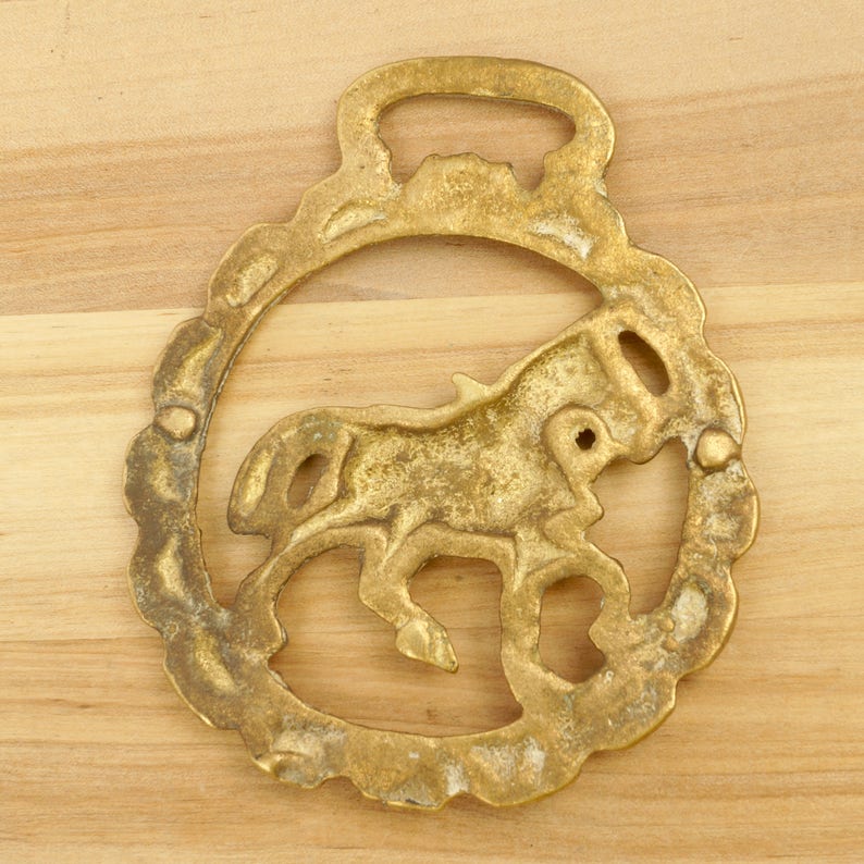 Horse Badge Horse design Vintage Solid Brass image 6