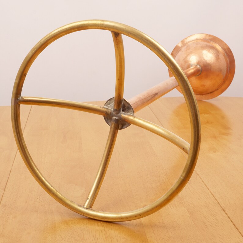 Ashtray on stand bowl on a stand Vintage Solid Brass and copper heavy and high