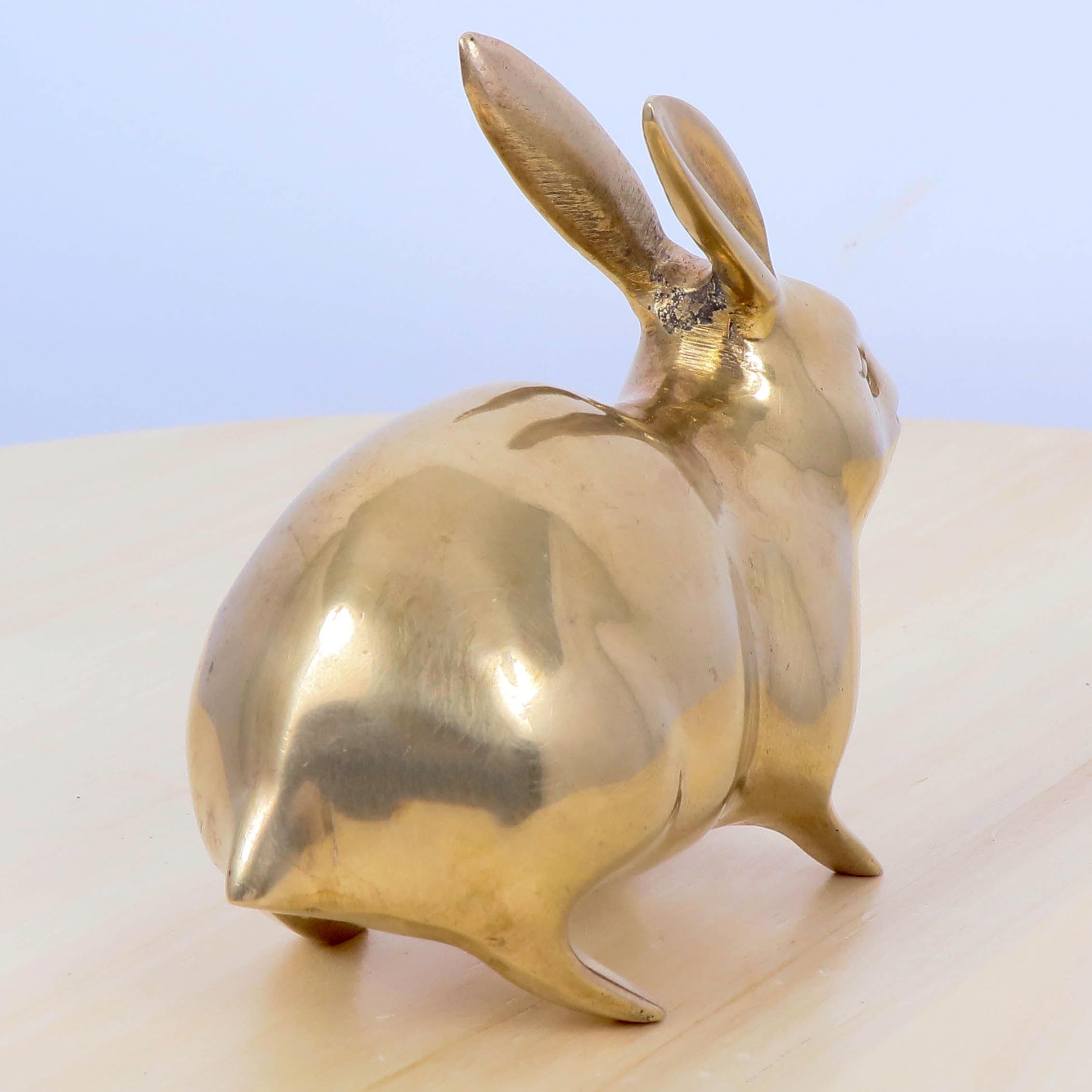 Vintage Solid Brass Bunny | Mid-century Rabbit Figurine | Brass Animal ...