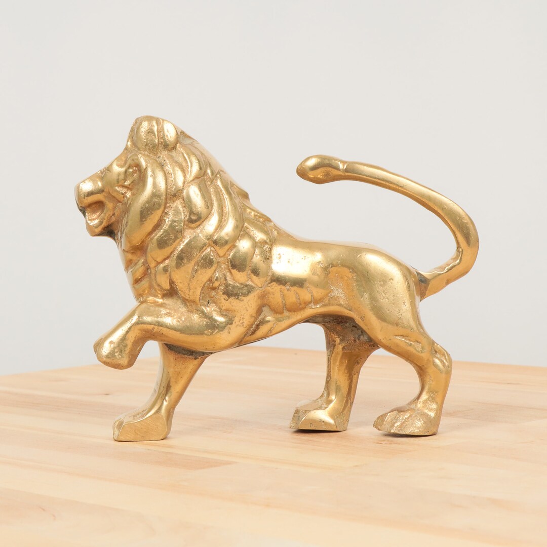 Lion Sculpture / Statue / Figurine || Vintage Solid Brass || Heavy Lion ...