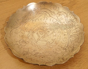 Serving Plate / Tray / Bowl || Chinese brass || Vintage