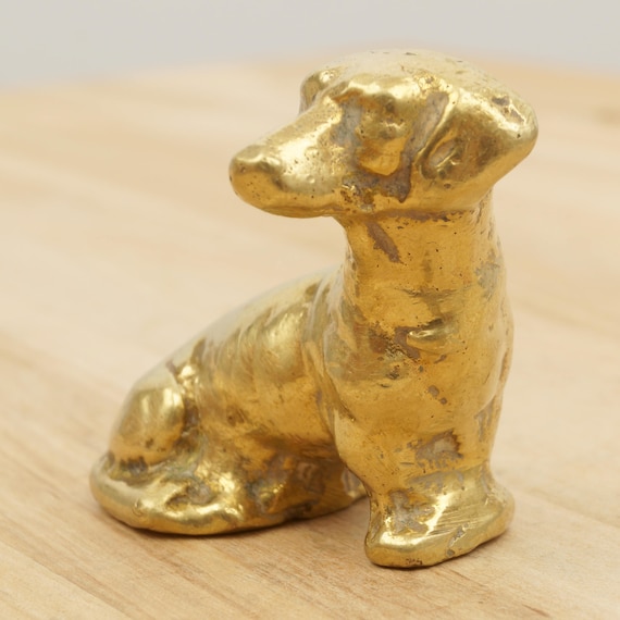ダックスフント / 真鍮製犬の彫刻 || ヴィンテージ彫像 || 金属合金製