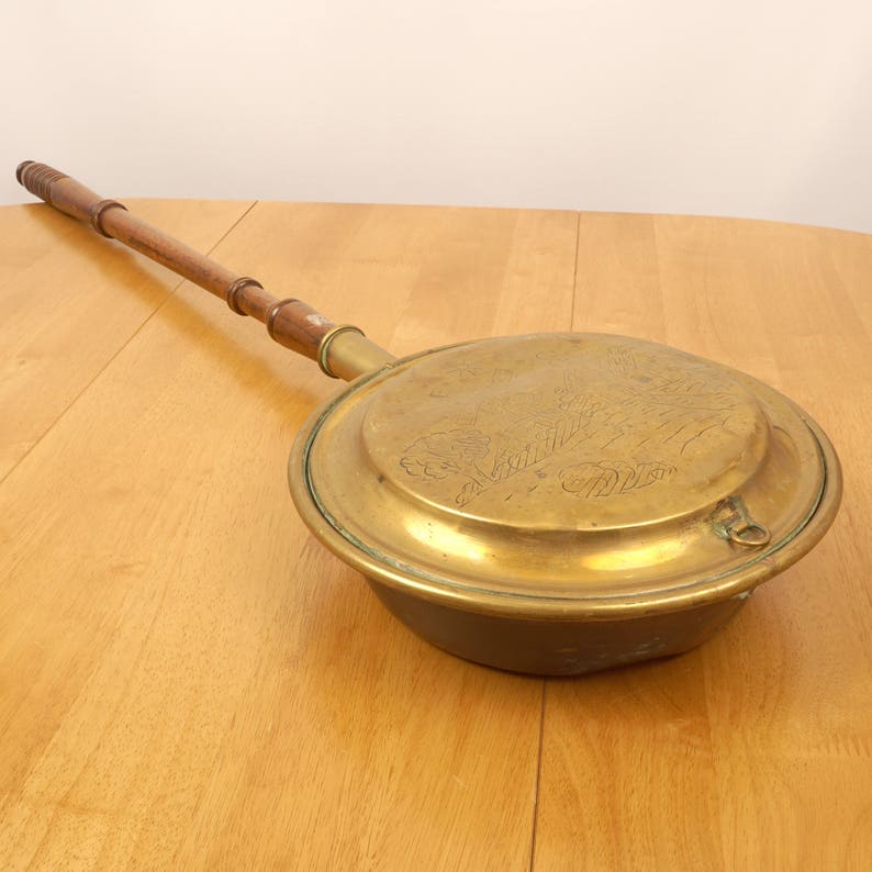 Antique Bed Warmer / Warming Pan Vintage Solid Brass Etsy