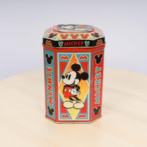 Vintage Disney Mickey and Minnie Tin Jar – Biscuit Barrel, Cookie Jar, Decorative Ice Bucket