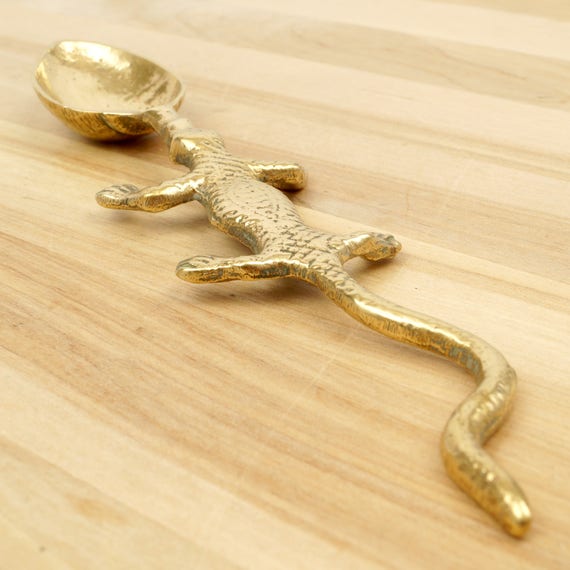 Lizard or Crocodile Design Spoon Vintage Solid Brass Body of the Lizard or  Crocodile as the Spoon 