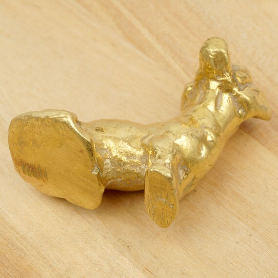 ダックスフント / 真鍮製犬の彫刻 || ヴィンテージ彫像 || 金属合金製