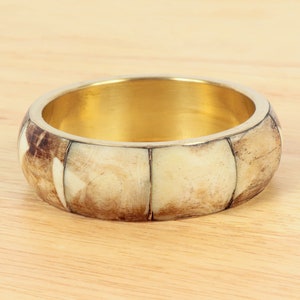 Armband || Vintage Massiv-Messing mit Horn-Einsatz