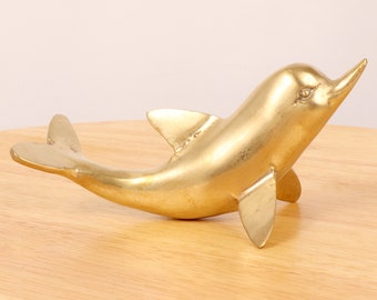 Vintage Massiv Messing Delfin / Fisch Skulptur || Ausgezeichneter Vintage Zustand Fisch Figur / Delfin Statuetee