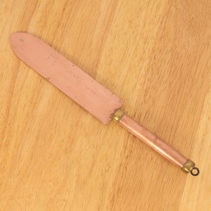 Envelope knife / paper knife / letter opener || Vintage solid brass and copper || Copper and brass handle || Marked 46 on blade
