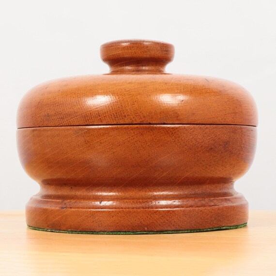 Wooden round shape box with lid / tinket  || Gree… - image 2