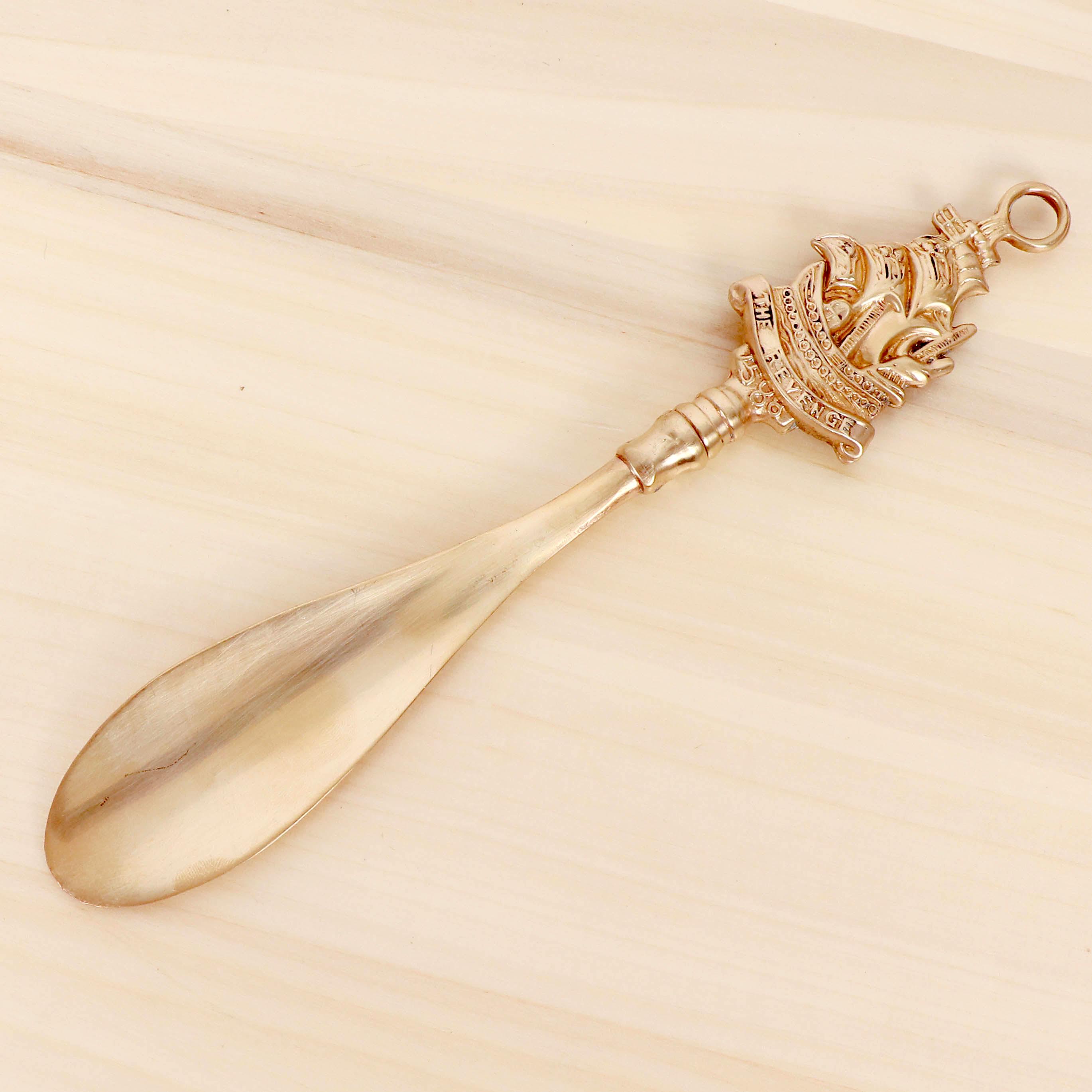 Shoehorn || Ship / ship design handle || Vintage solid brass || The Revenge 1588