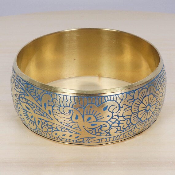 Large solid brass bracelet / bangle designed with… - image 7