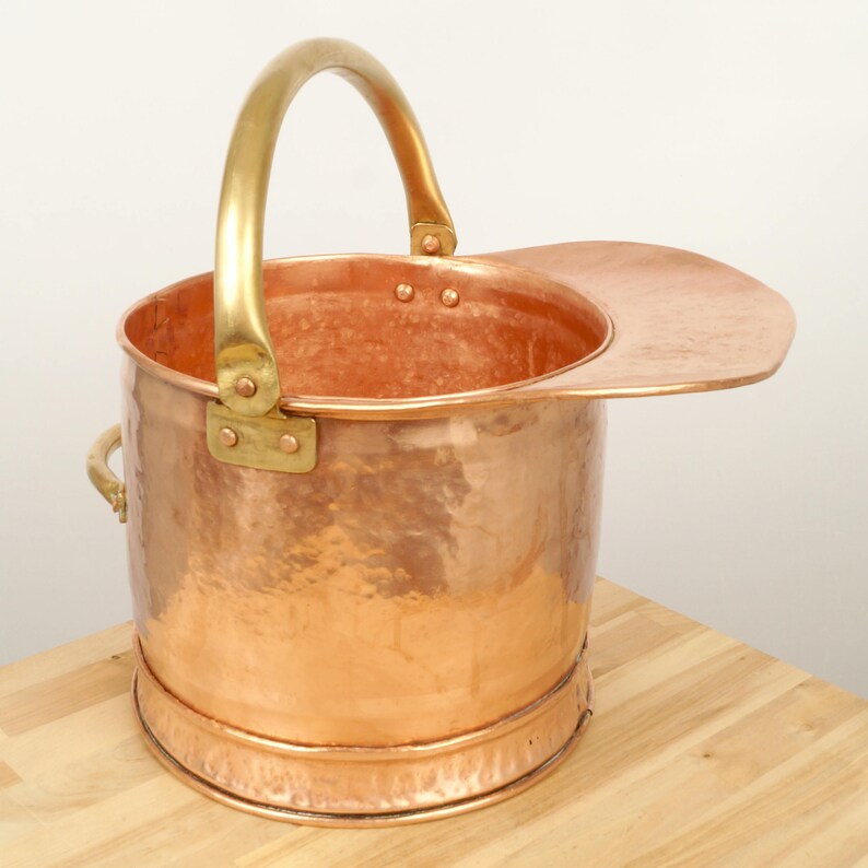 Large Handmade Hammered Copper Coal Scuttle / Bucket with Etsy