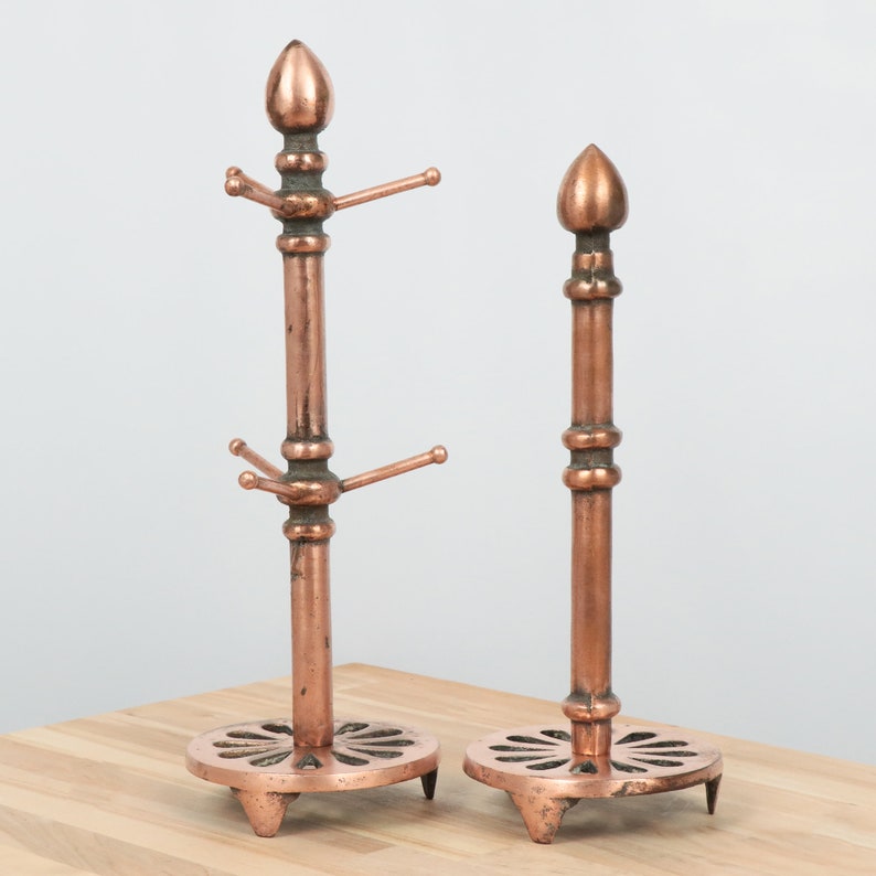 Copper Mug Tree and Paper Towel Holder Set Vintage style Etsy