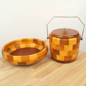 Wooden Biscuit Jar and bowl set || Vintage