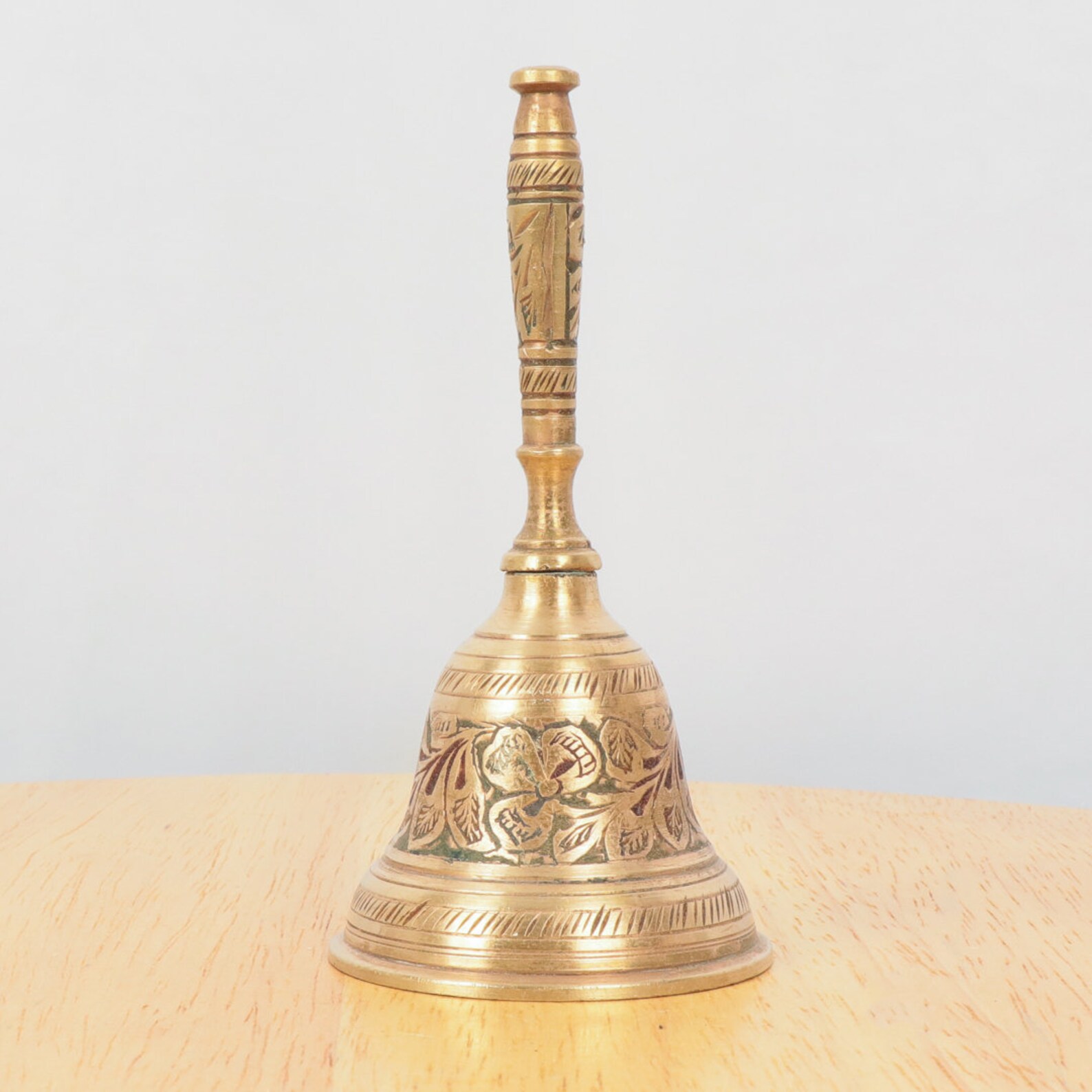 Desk bell / Hand bell Handmade engraved floral ornaments Etsy