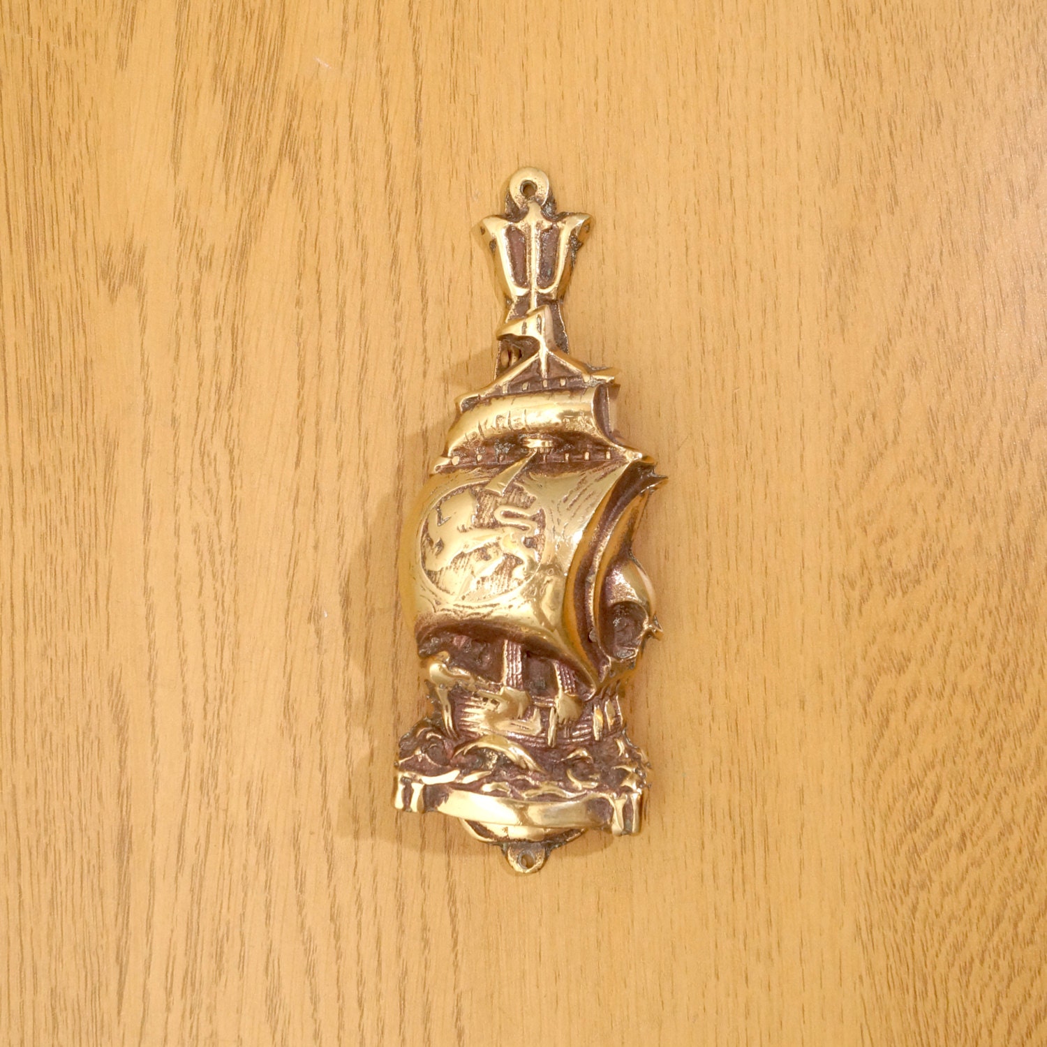 Brass Ship Design Door Knocker Vintage Solid Brass Etsy