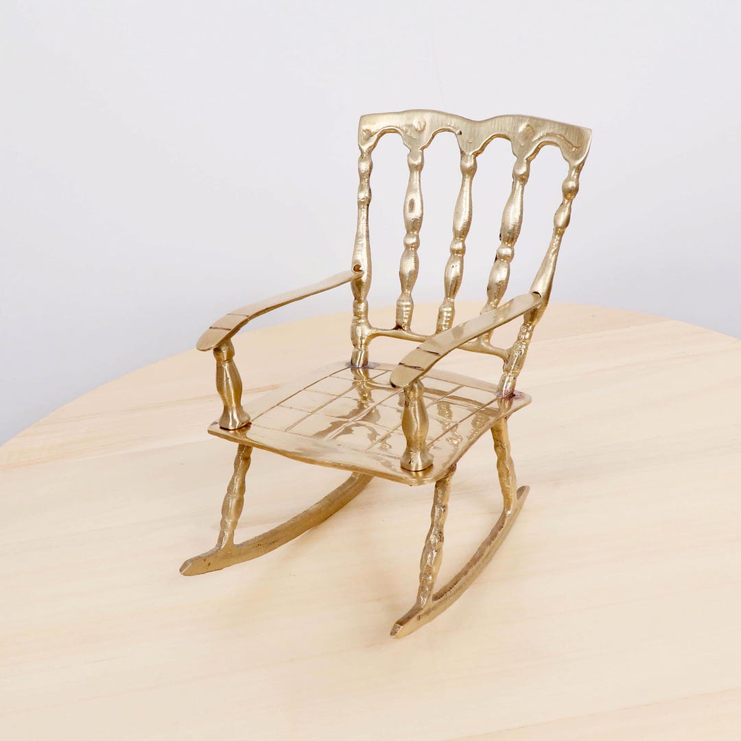 Rocking Chair – Miniature Brass Furniture Decor - Vintage Solid Brass ...